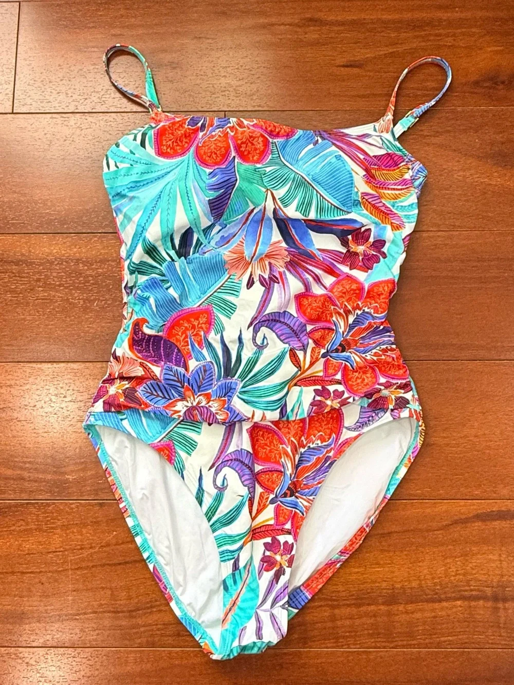 La Blanca Tropical Floral One-Piece Swimsuit - Green, Blue, Pink, Orange